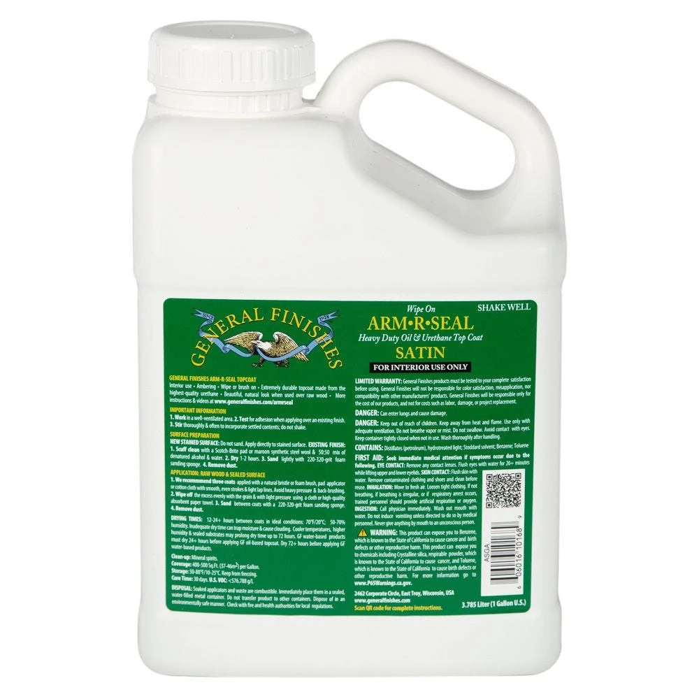 General Finishes Arm-R-Seal Urethane Top Coat, Satin 4 General Finishes Arm-R-Seal Urethane Top Coat, Satin - Image 2